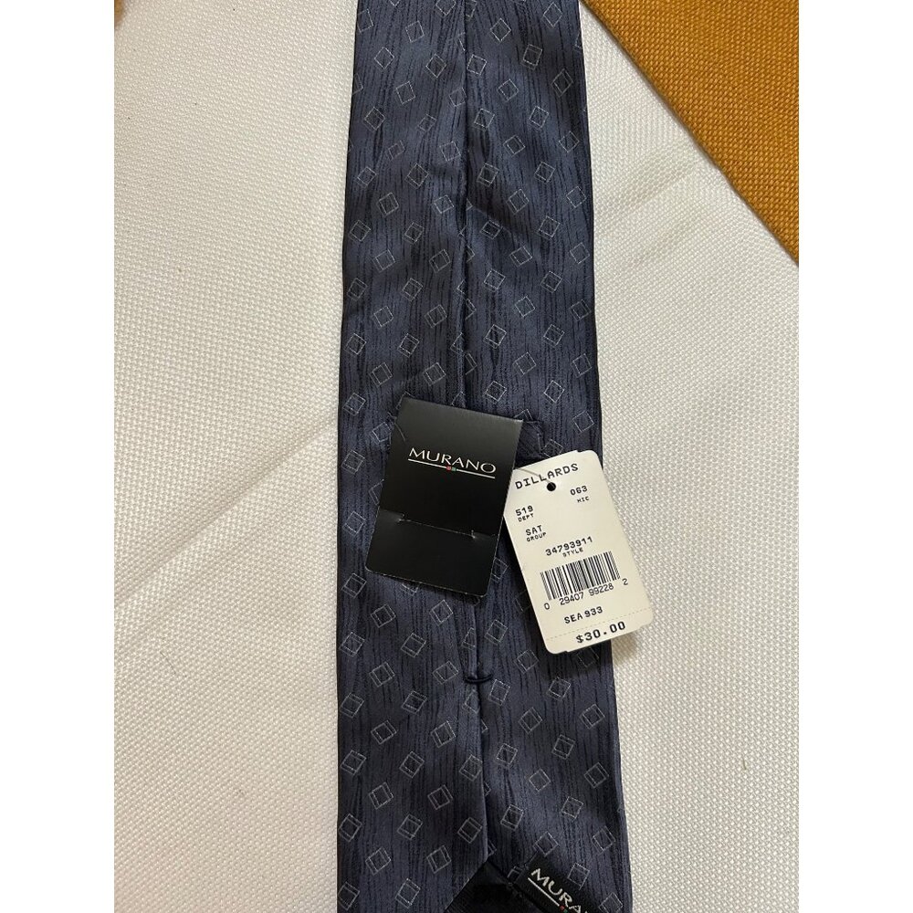 Men’s Murano Navy Geometric Pattern Silk Tie clothing accessories